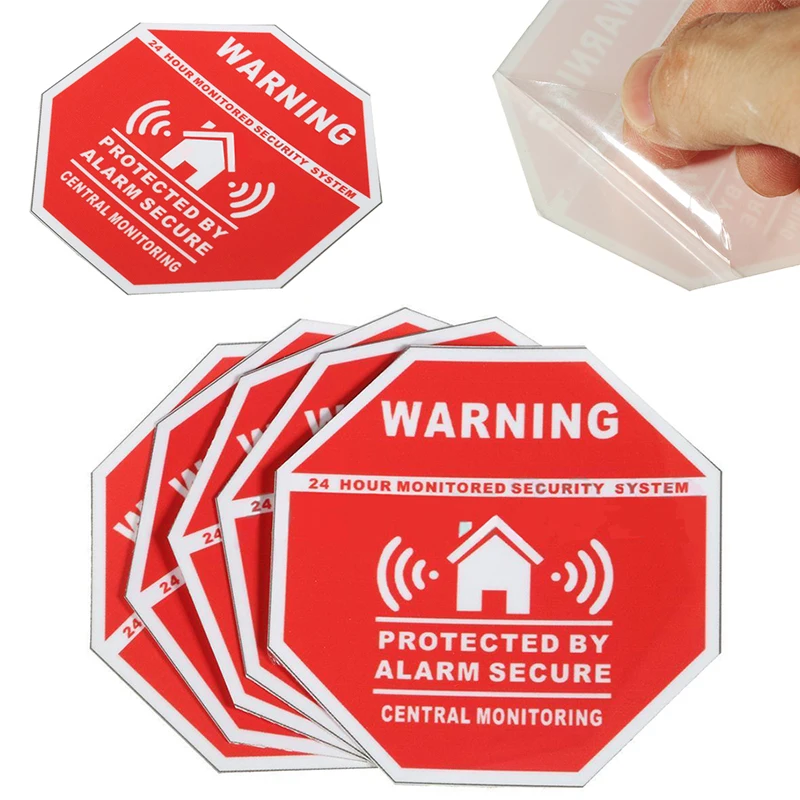 5 шт. домашней охранной сигнализации наклейки Предупреждение знаки оконные и
