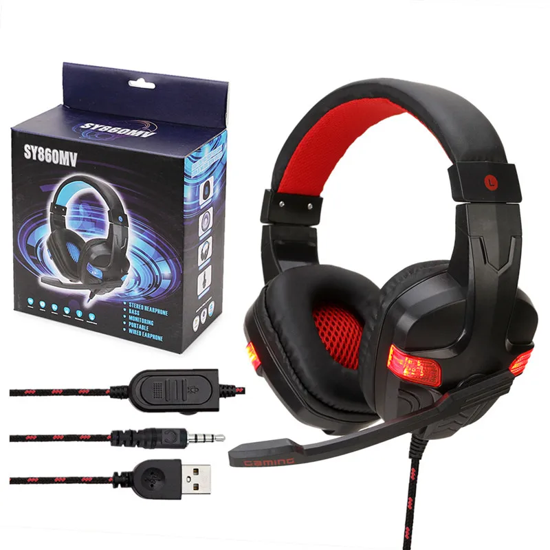 Black Red with box Геймерская Гарнитура для PS4 Xbox one PC с микрофоном стерео наушники-вкладыши Проводные шумоподавление Игровые наушники для ПК ноутбука - Цвет: Black Red with box