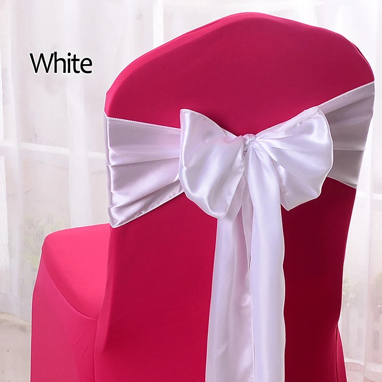 White YRYIE 25 шт./лот шелковая атласная лента бант стул пояса для банкета стул Свадебная вечеринка украшения повязка на стул - Цвет: White