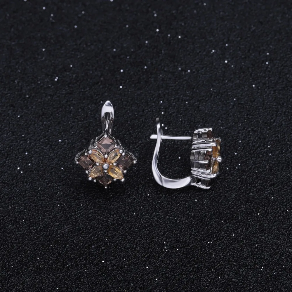 Женские серьги гвоздики из серебра 925 пробы с натуральным