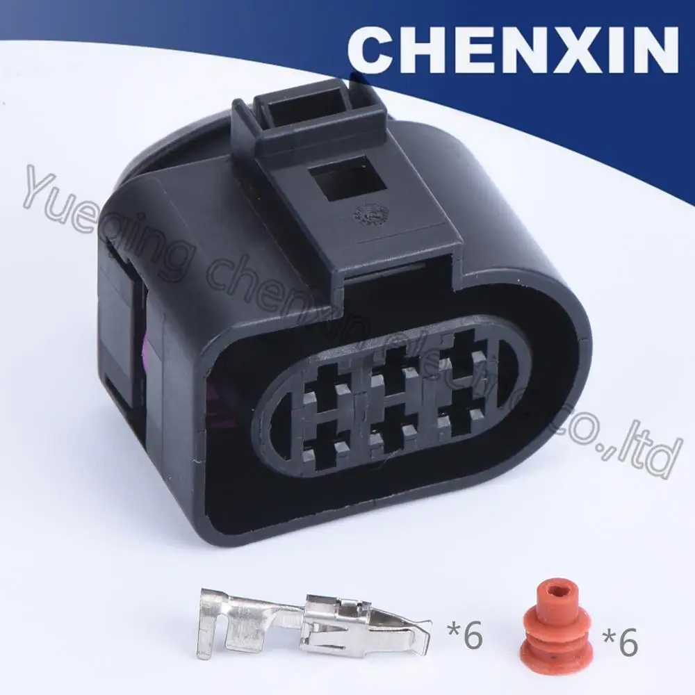 Черный 6-контактный автомобильный водонепроницаемый разъем (розовый зажим) 3 5