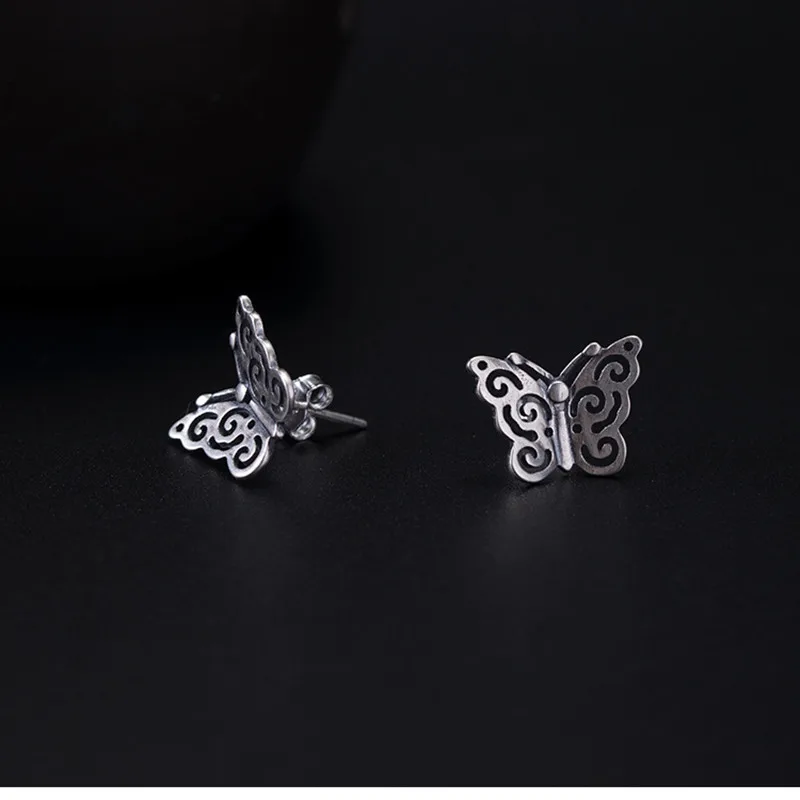 Uglyless Real 925 Sterling Silver Handmade Hollow Butterfly Stud Earrings for Women MINI Butterflies Studs Thai Jewelry | Украшения и