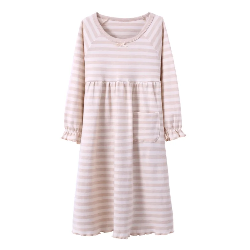 Пижамы для девочек ночные рубашки Принцесса полосатые пижамы Размер От 2 до 12 лет