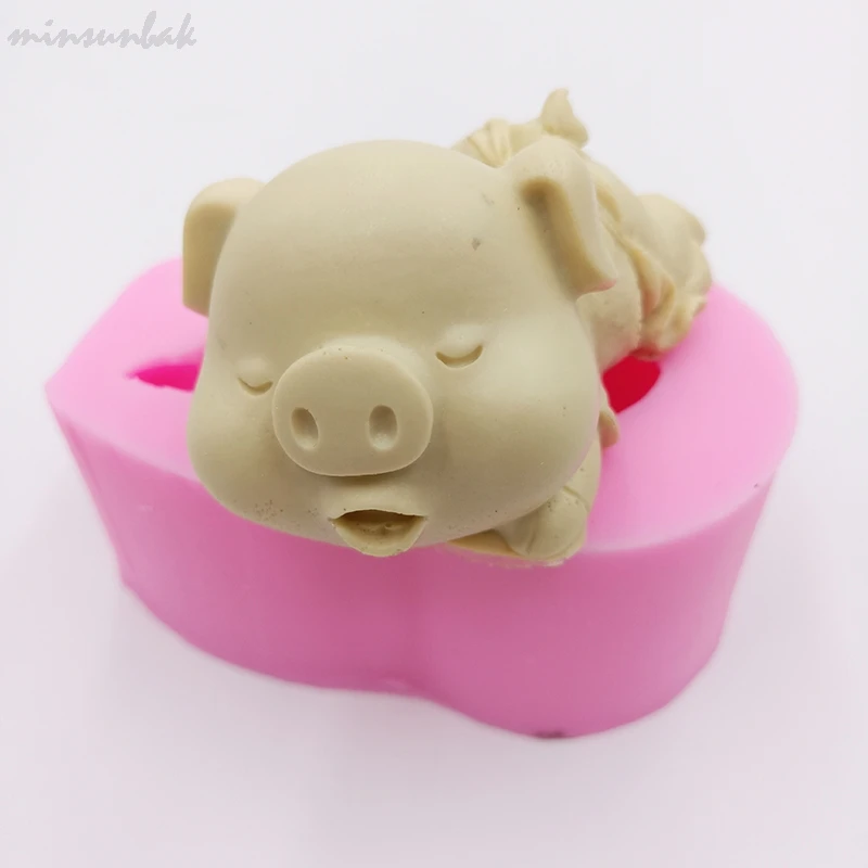 

Minsunbak 3D свинка детская ручная работа мыльница украшение торта на день рождения DIY Форма для шоколадной мастики кухонные аксессуары
