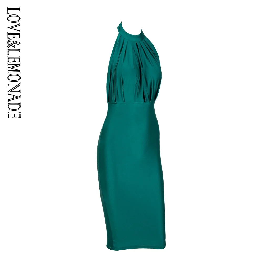 Платье с зеленым воротником и открытой спиной в виде хвоста LM1263|Женские платья| |