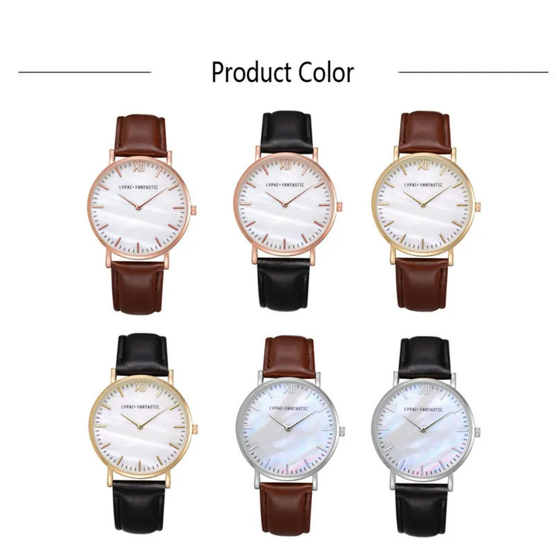 Top Brand Fashion Ladies Watches Leather Strip Quartz Watch Women Casual Marble Dial Dress Sport Wrist Reloj Mujer -20 | Наручные часы