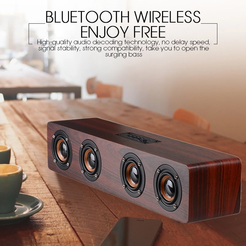 Деревянная Беспроводная bluetooth-колонка FDGAO портативная Hi-Fi стереоколонка с басами