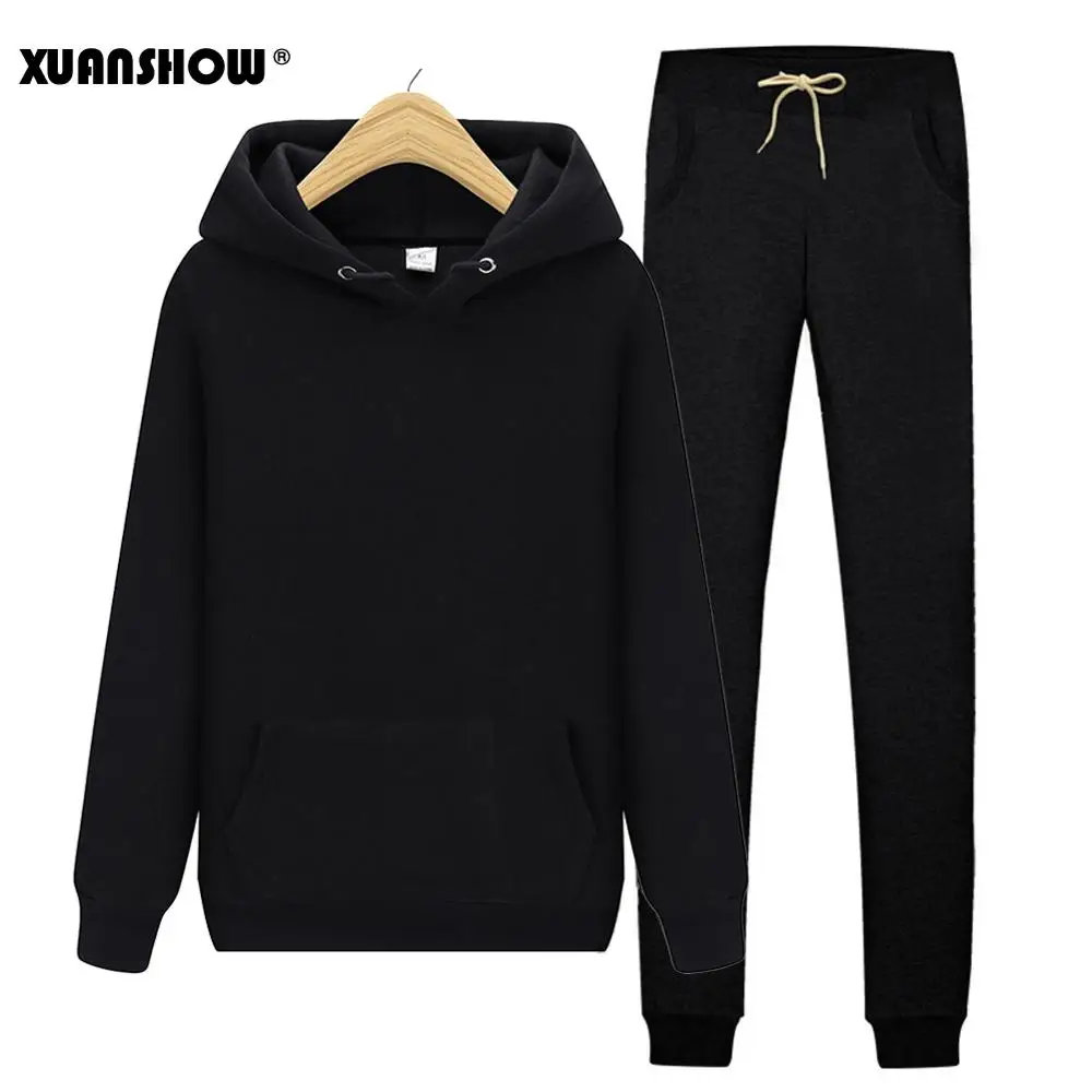 XUANSHOW 2019 мода Спортивный костюм женский Осень зима одежда хлопок Длинный рукав