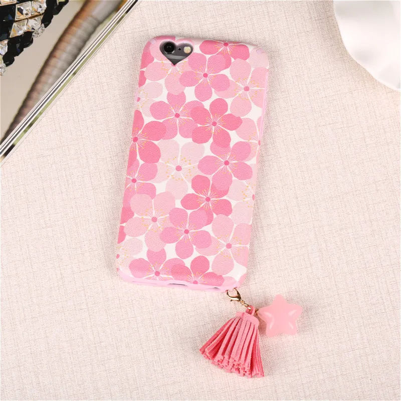 Beautiful Vintage Flowers Soft Coque Case for IPhone 7 Silicone Funny Tassel Star Matte Phone Capa Back Cover Apple iphone |