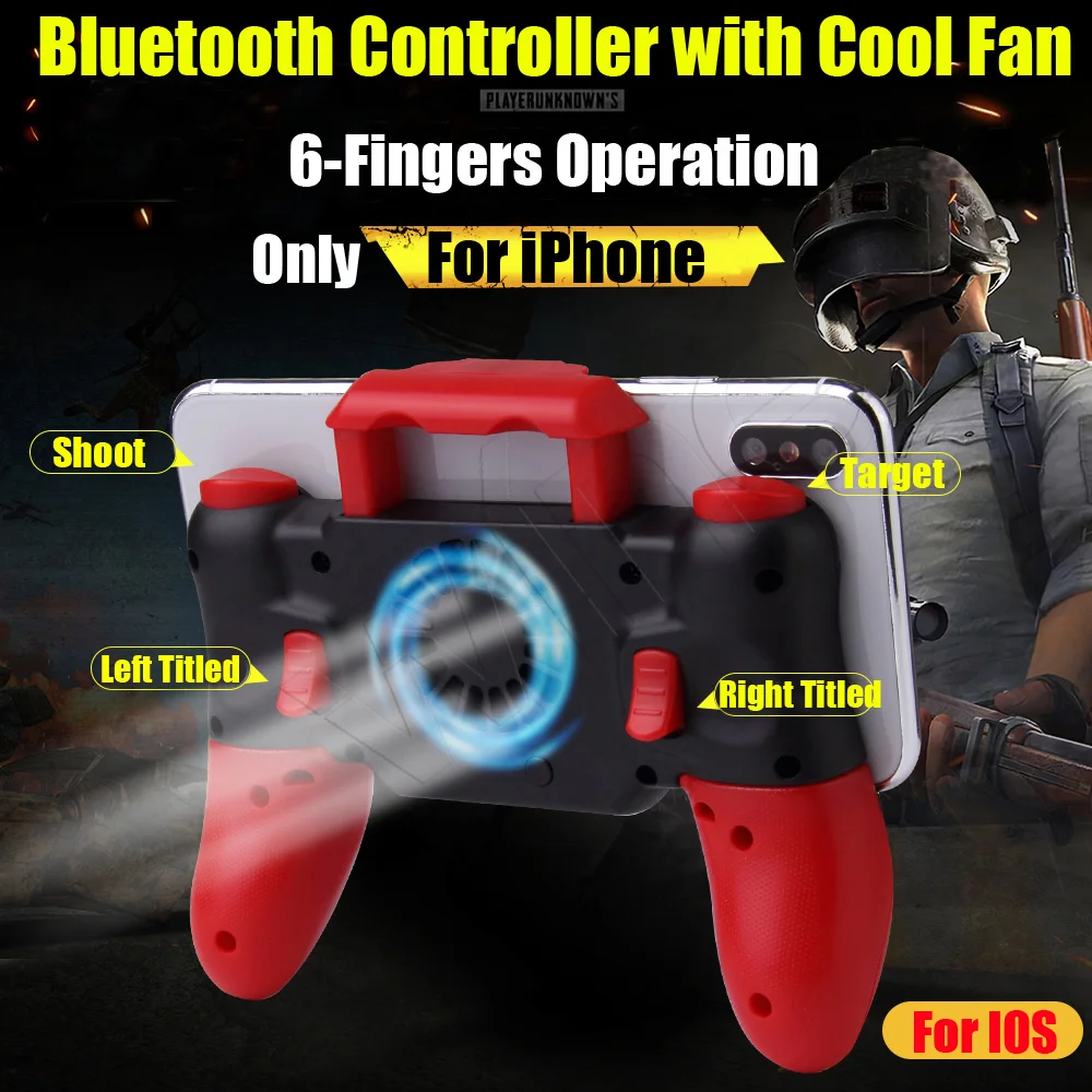 PUBG мобильный шесть пальцев геймпад для IPhone IOS Bluetooth игровой контроллер триггер Aim
