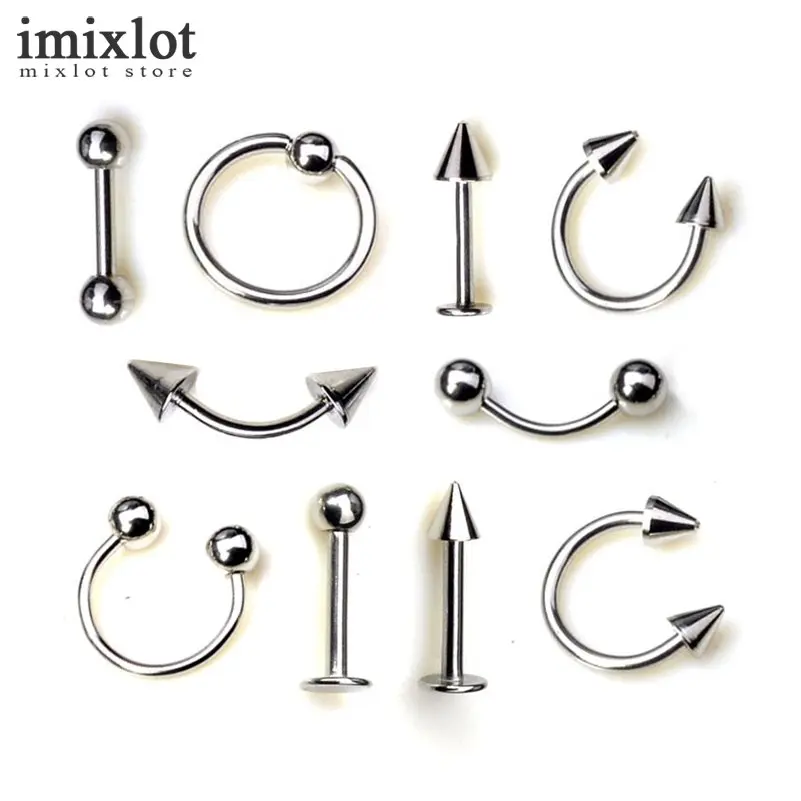 Imixlot 5 шт./лот Нержавеющая сталь бровей живота пупка губ язык нос пирсинг Bar Ring Labret