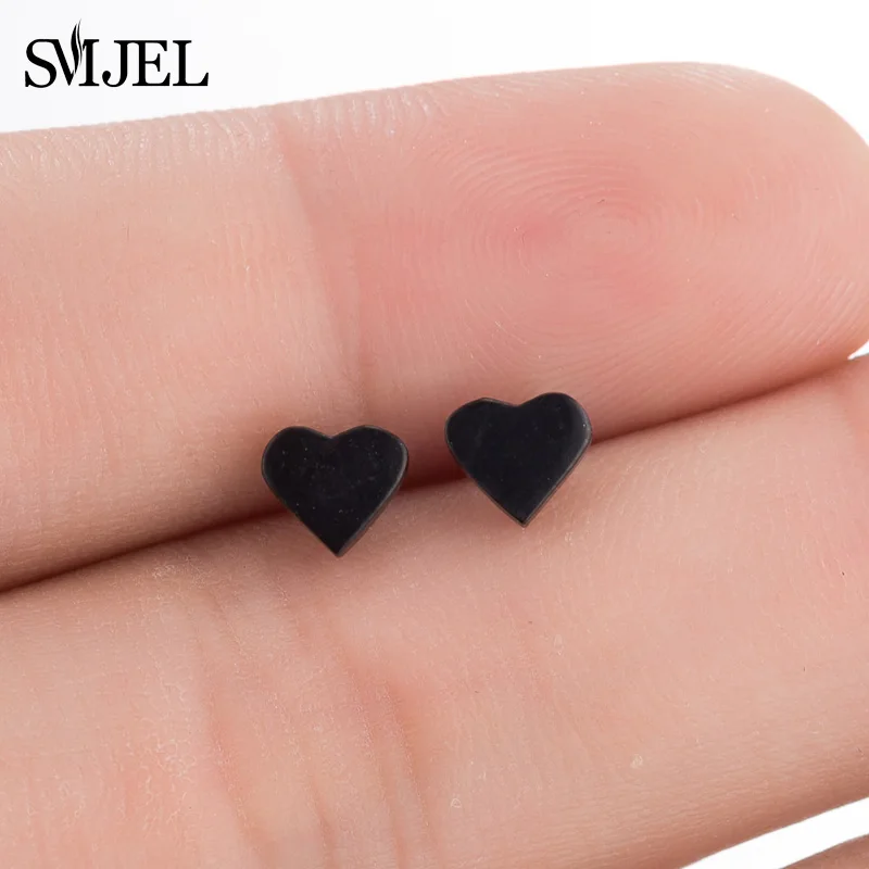GED003 SMJEL серьги из нержавеющей стали с милыми буквами для женщин, НОВЫЕ геометрические серьги-гвоздики с сердечками, ювелирные изделия, подарок подруге - Окраска металла: GED003
