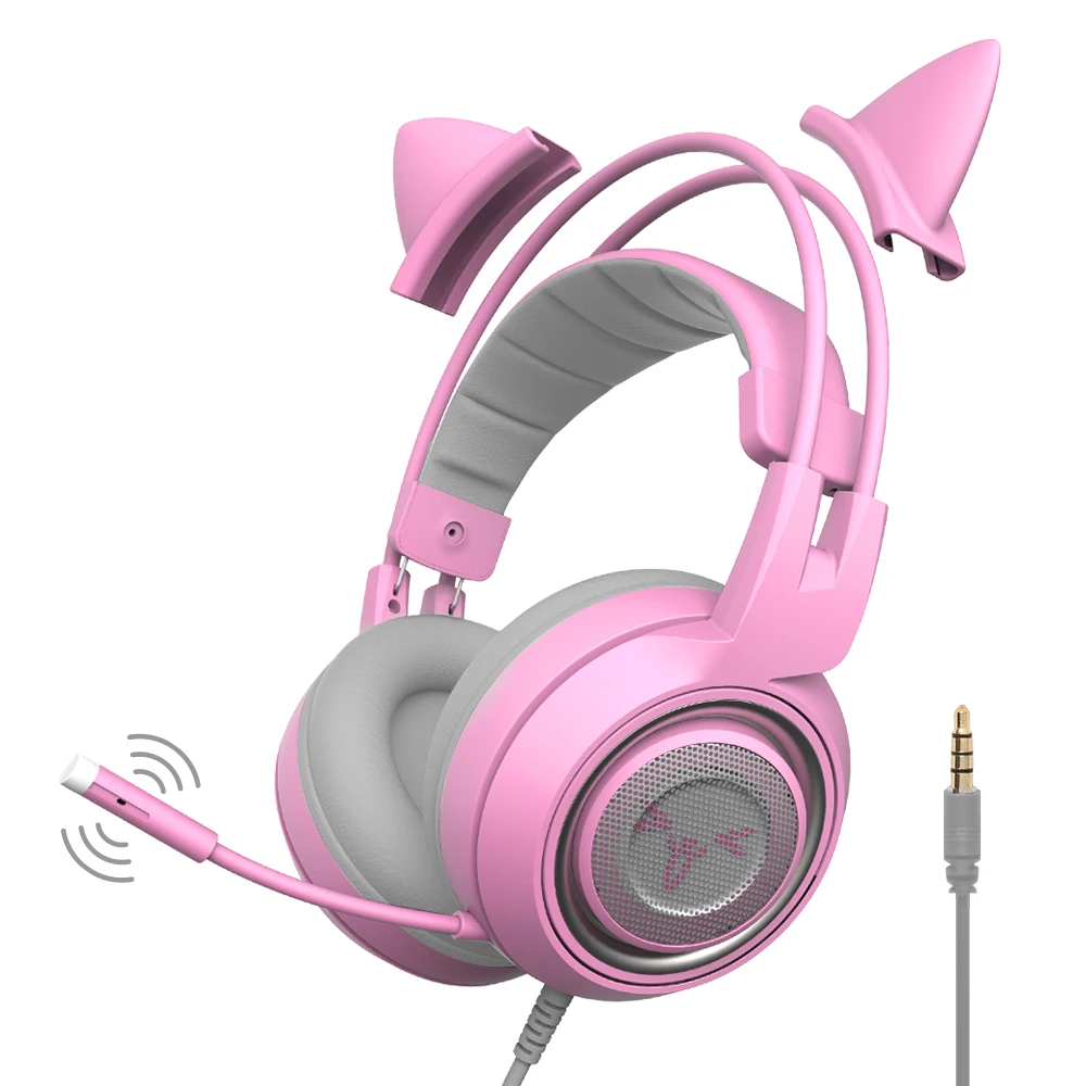 SOMIC G951s PS4 розовые наушники с кошачьими ушками с шумоподавлением 3,5 мм разъем для девочек детская игровая гарнитура с микрофоном для телефона