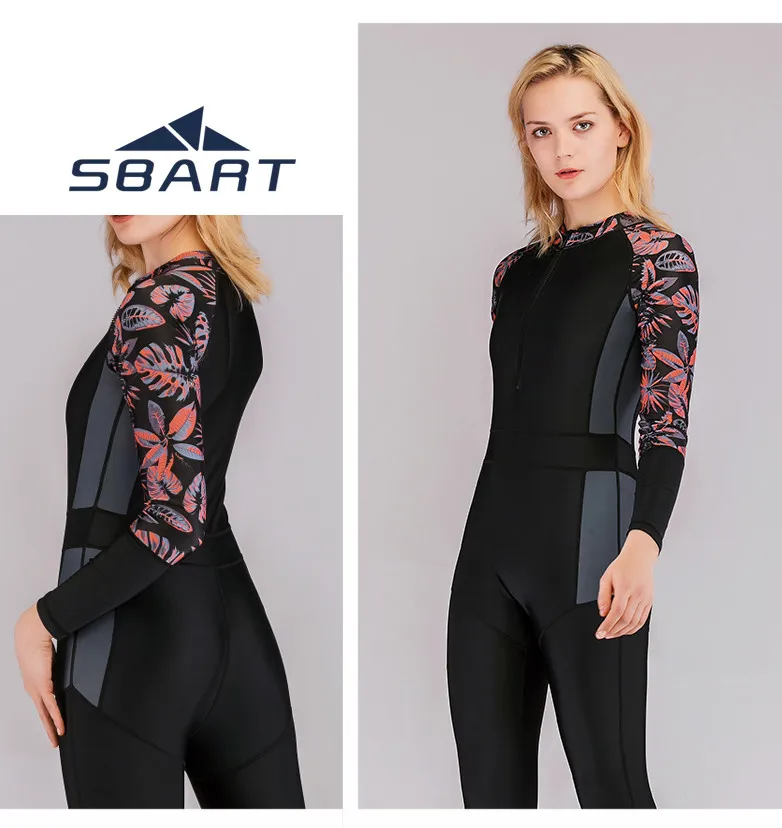 SBART женский Принт солнцезащитный крем Rash Guard пляжная одежда Lycra купальник анти-УФ Быстросохнущий серфинг костюмы для подводного плавания