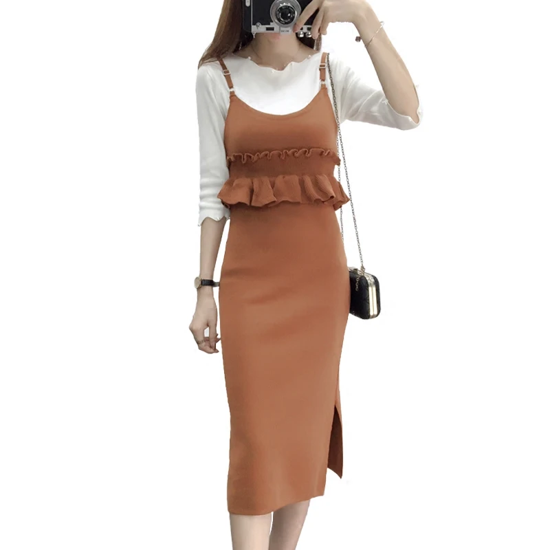 Уличное платье карандаш без рукавов офисная одежда вязаное трапециевидной формы