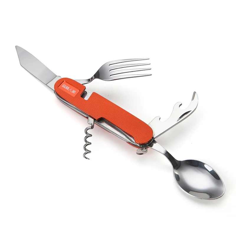 Портативный набор вилочных ножей из нержавеющей стали 6 в 1 открывалка для