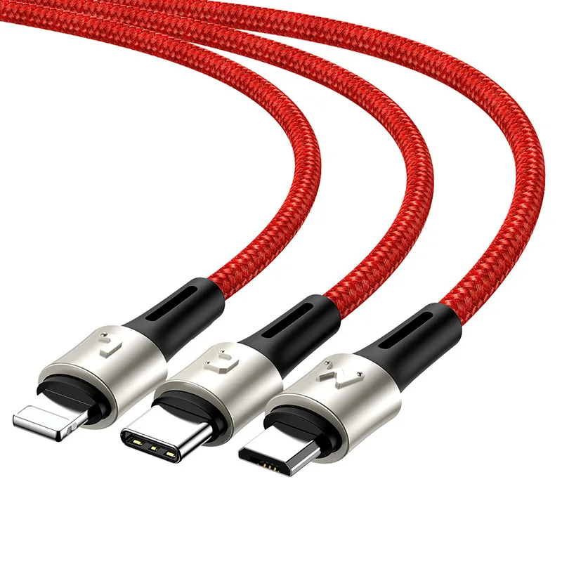 red Baseus 3 в 1 usb c и micro usb кабель для samsung s9 s8 s10 android usb кабель для iphone зарядное устройство iphone xr 3.5A - Цвет: red