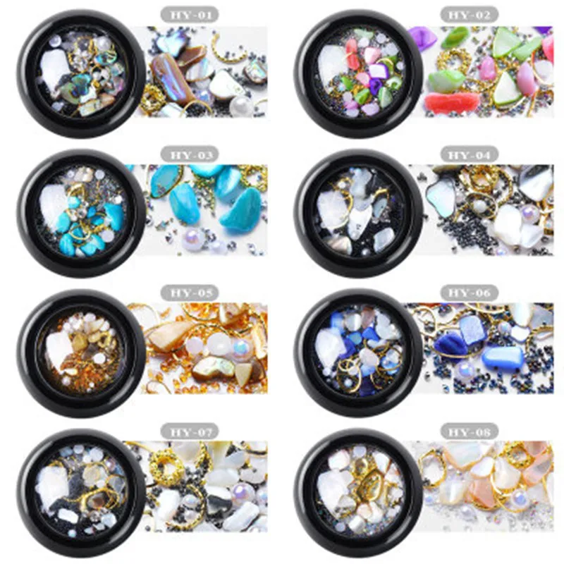 Украшения для дизайна ногтей серия Ocean Storm Micro Diamond Crystal Sand Shell металлические