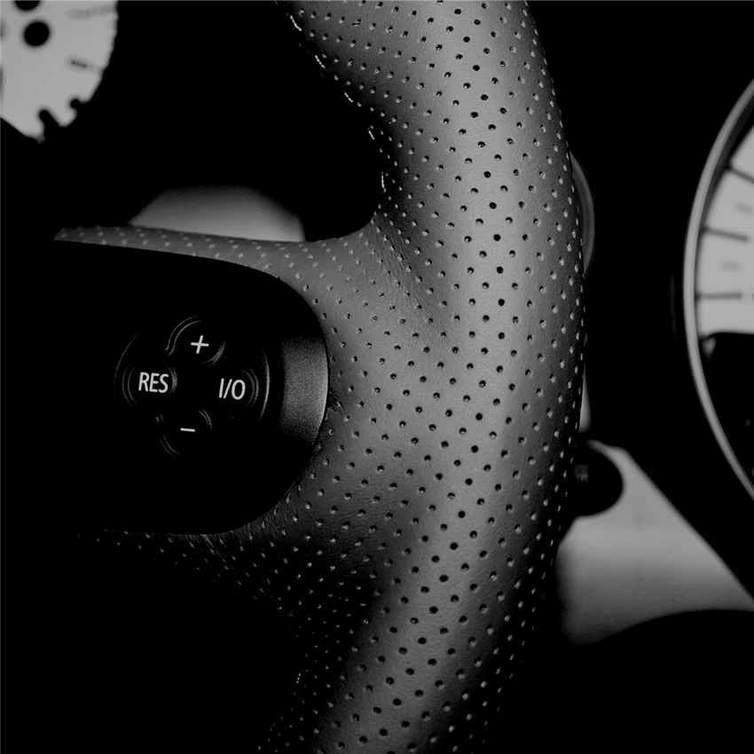 Чехол на руль MEWANT из натуральной кожи черного цвета для Mini(Hatchback/Mini R56/R57) Clubman Clubvan