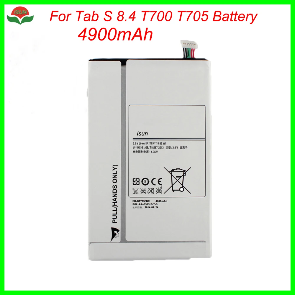 2 шт./лот EB BT705FBE для замены батареи Samsung GALAXY Tab 8 4 S SM T700 T705 5100 мАч|Аккумуляторы