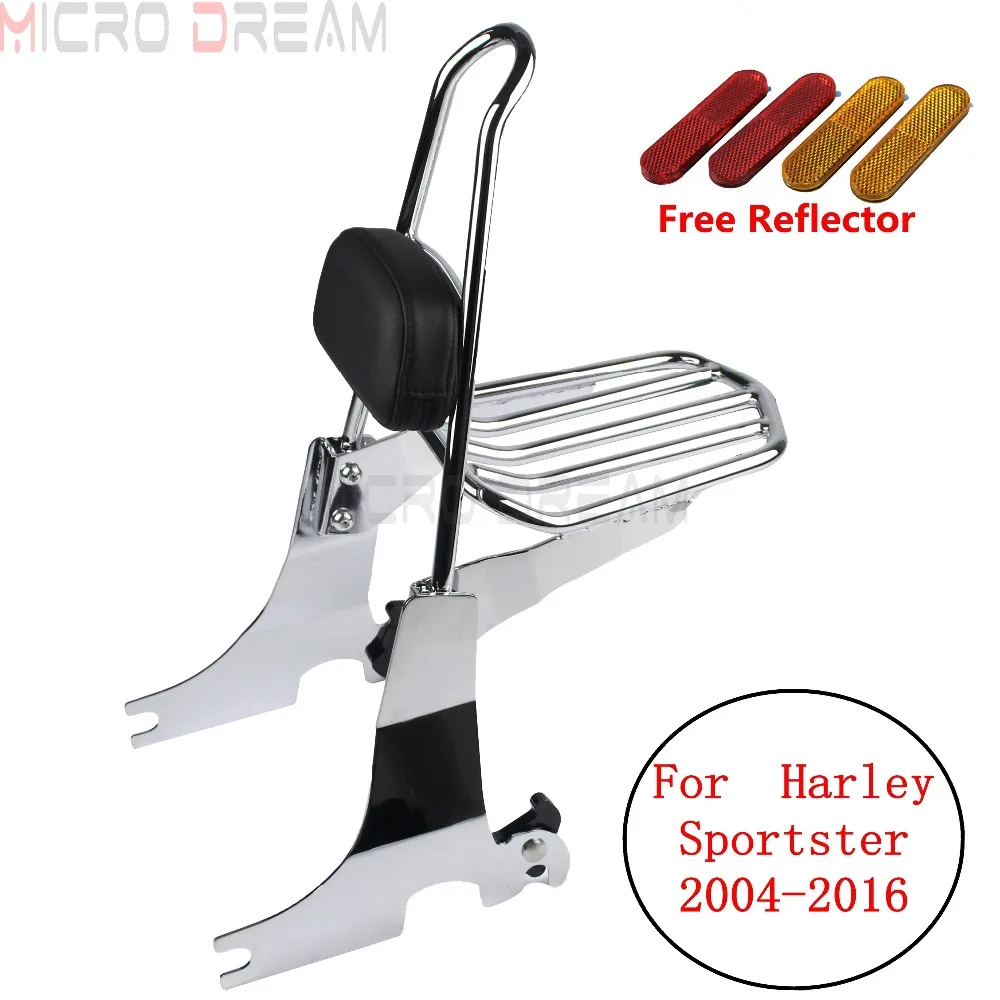 Хромированная багажная стойка для мотоцикла задняя черная пассажирская