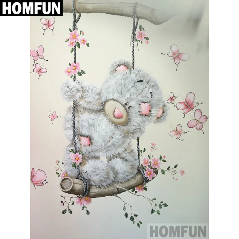 Алмазная живопись HOMFUN A06581 полноразмерная/круглая вышивка мультяшный медведь 5D