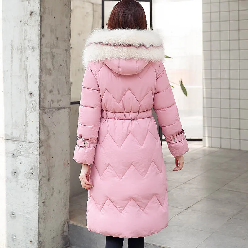 Winter parkas jackets new women's coats elegant fashion fur collar hooded thick long jacket winter snow coat parkas jackets
