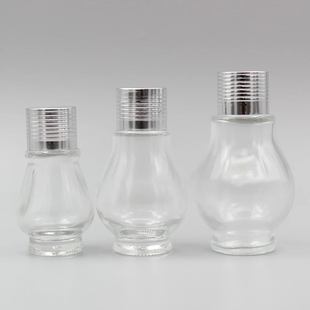 Wholesale 20ml Hair Oil Glass Bottle With Silver And Gold Cap, Glass Lotion Bottle Refillable Bottle