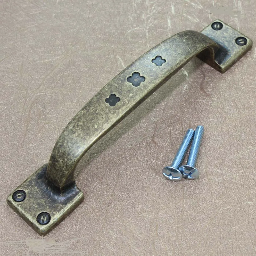 96 мм ручки для винтажной мебели Rustic античная латунная ручка выдвижного ящика