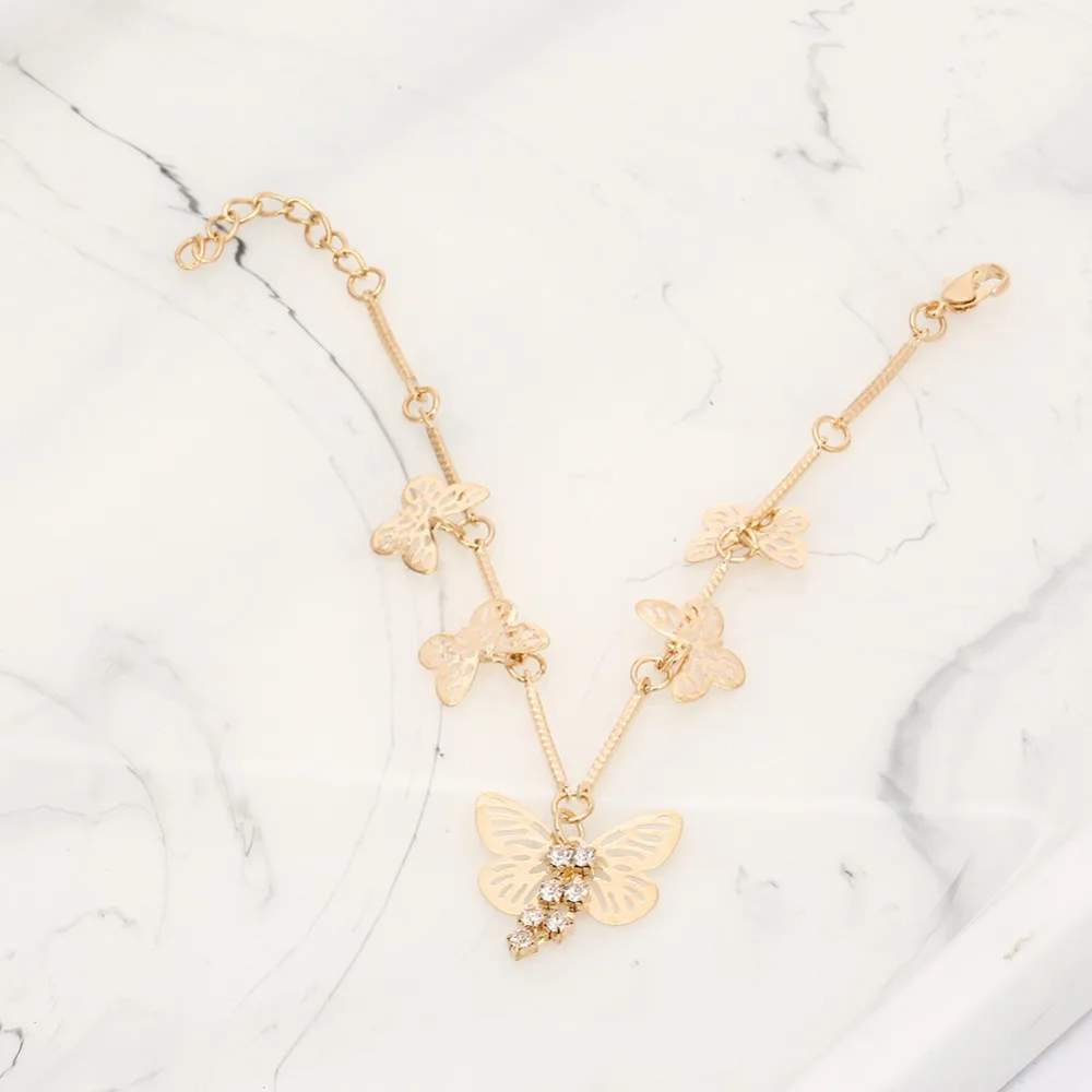 UAM 1 шт ножной браслет для женщин милый с бабочкой кубический циркон босоножки