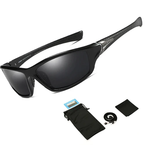 Black with bag Новинка TR90 Untralight оправа HD поляризационные солнцезащитные очки для рыбалки очки для велоспорта для мужчин и женщин Спорт Туризм Бег гольф - Цвет: Black with bag