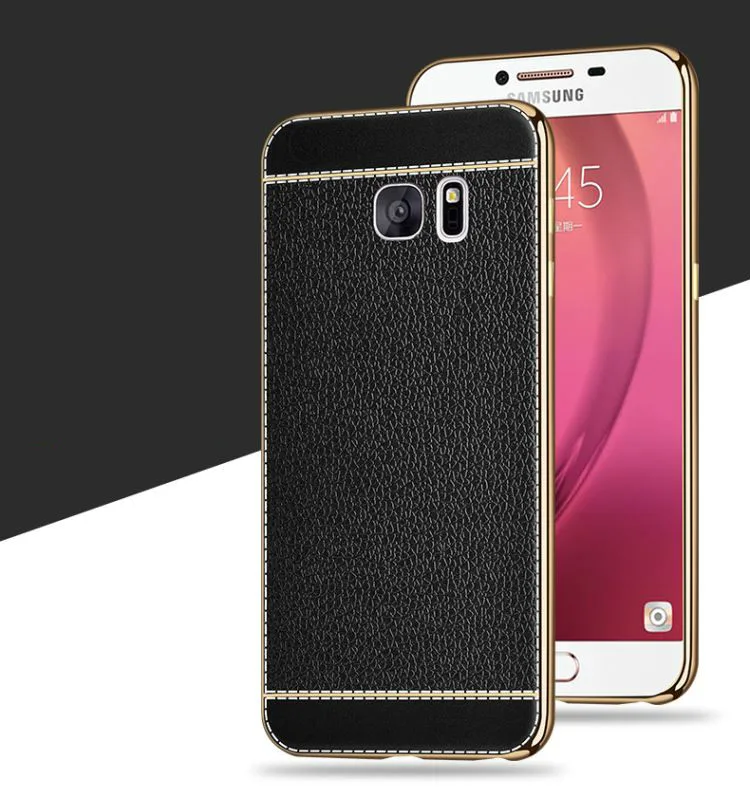 Черный Роскошный кожаный чехол с покрытием для samsung S10 S10E S10Plus, мягкий силиконовый чехол из ТПУ для samsung S10 S9 S8 Plus S6 S7 edge Note9, чехол - Цвет: Черный