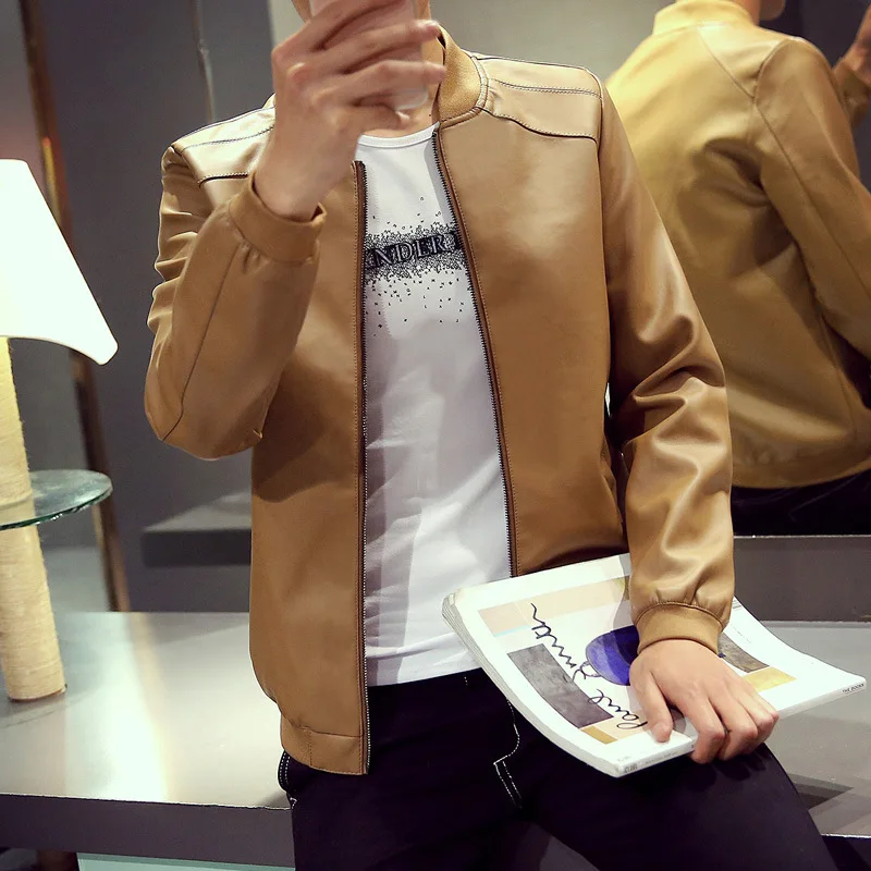 

Осенние Новые Кожаные Куртки из искусственной кожи, мужские куртки, подчеркивающие нравственность, молодежное локомотивное кожаное пальто