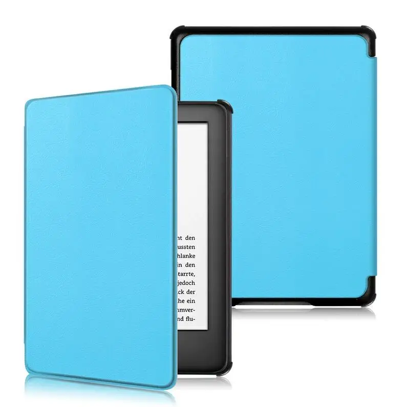 Light Blue Для Amazon все- Kindle 10th поколения бизнес-мультфильм 6,0 дюймов окрашенный принт из искусственной кожи флип сон умный чехол - Цвет: Light Blue