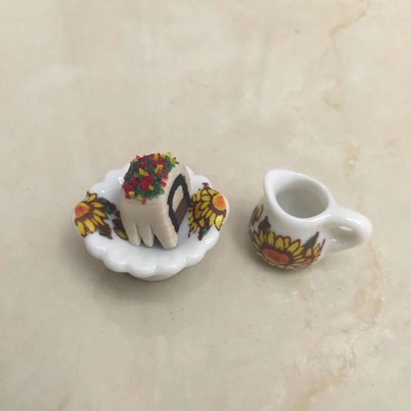 

G07-X475 детский подарок игрушка 1:12 кукольный домик мини мебель миниатюрный rement кукла аксессуары кондитерские и фруктовые тарелки чайник 3 шт