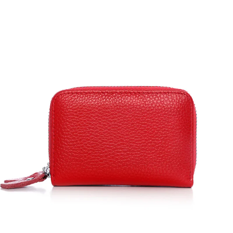 Fashion Brand Genuine Leather Women Card Holder Double Zipper Large Capacity Female ID Credit Case Bag Wallet |