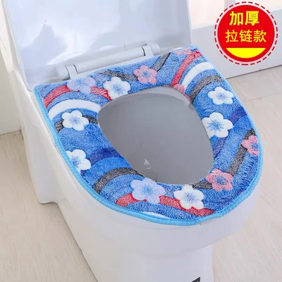 Zipper Утолщенный мягкий коврик для унитаза теплый коврик для ванной туалета на молнии Подушка для сидения Удобная подкладка собачьи лапы чехол для унитаза - Цвет: Zipper