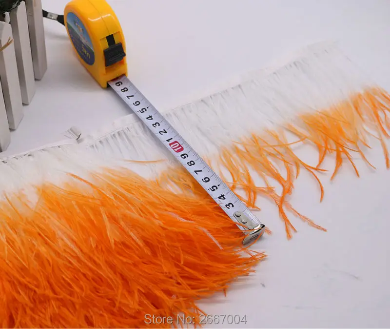 2016 новый список! Белый и оранжевый 2 ярдов два цвета Страусиные перья лента
