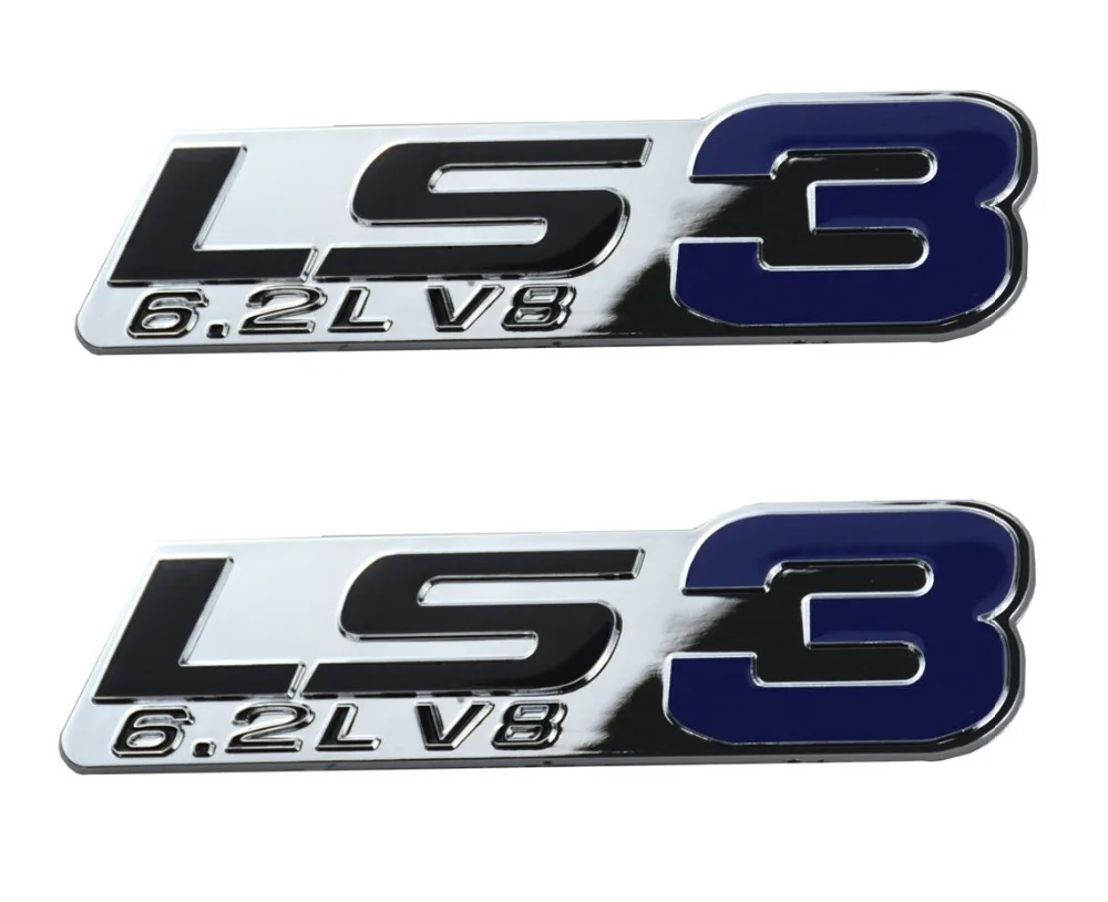 LS3 6.2L V8 Двигателя Эмблемы для Gmc Chevy Chevrolet Silverado пара Chrome|Наклейки на автомобиль| |