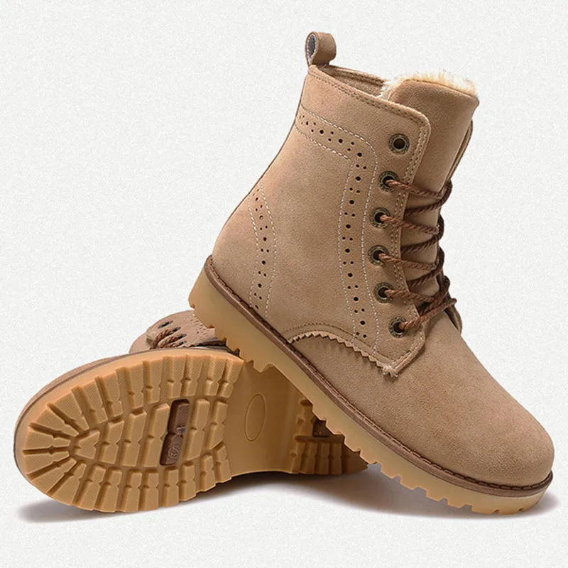 Nice Fashion Boots Men Winter Snow Warm Casual Shoes Leather Plush Fur High Quality | Обувь