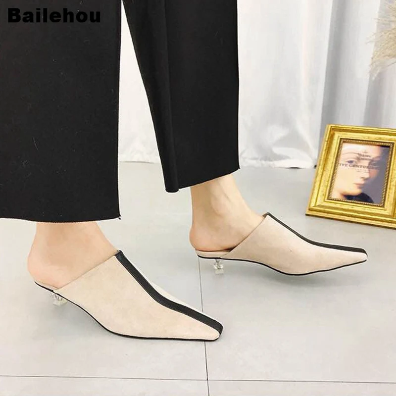 Женские шлепанцы брендовые на каблуке со стразами слипоны модные разноцветные