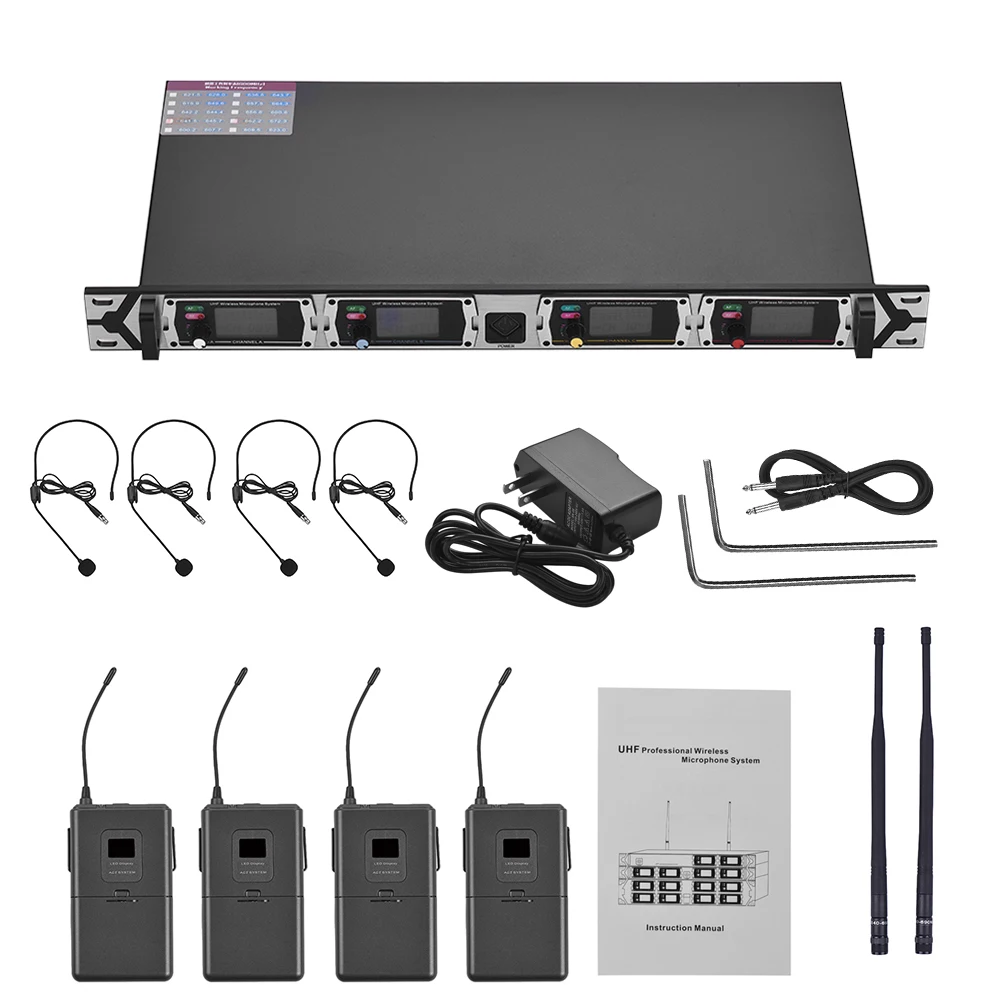 Профессиональная 4 канальная UHF Беспроводная микрофонная система Muslady D4 2