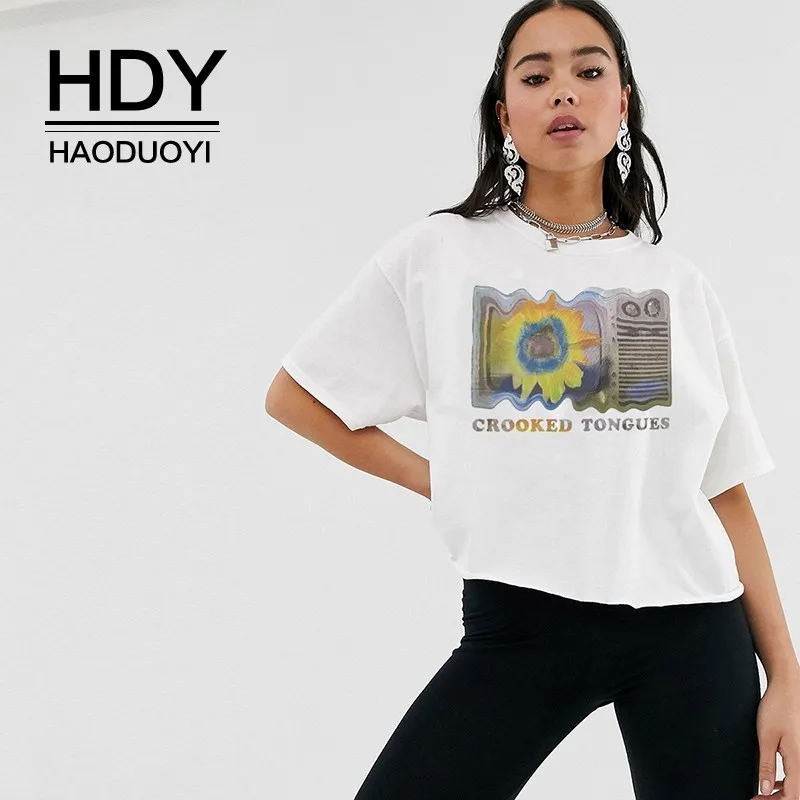 Женская хлопковая Футболка HDY Haoduoyi летняя повседневная футболка с коротким