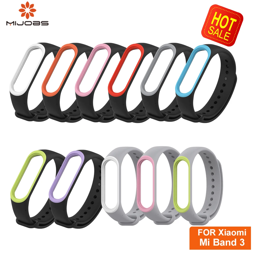 Цветной ремешок Mijobs Mi band 3 для браслета Xiaomi Band силиконовый браслет Сменные