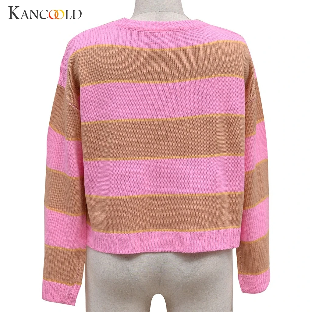 

KANCOOLD sweater Women Sexy Vest O-Neck Knot Sweater Top Camisole Stripe Knitwear Patchwork fashion new sweater women 2019jul9