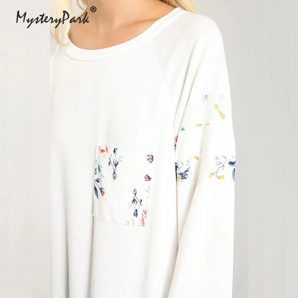 MysteryPark Long Sleeve Shirt women Embroidery Floral White T shirt Women 2018 Warm Autumn Pullover Vintage O-neck Casual Tops | Женская