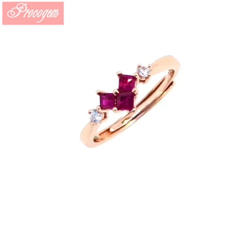 Rose Gold Plated Натуральные милые рубиновые кольца для женщин, женские обручальные 2.5mmx3, красные натуральные драгоценные камни, серебро 925 пробы, новинка, ювелирные украшения#205 - Цвет камня: Rose Gold Plated