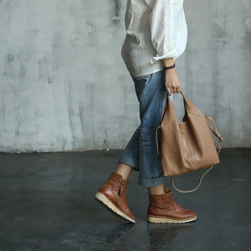 Vendange New fashion Mori girl systle Casual Vintage genuine leather handbag / messenger bag2153