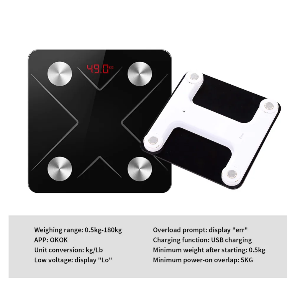 Bluetooth весы для тела и жира умные цифровые ванной беспроводные анализатор состава