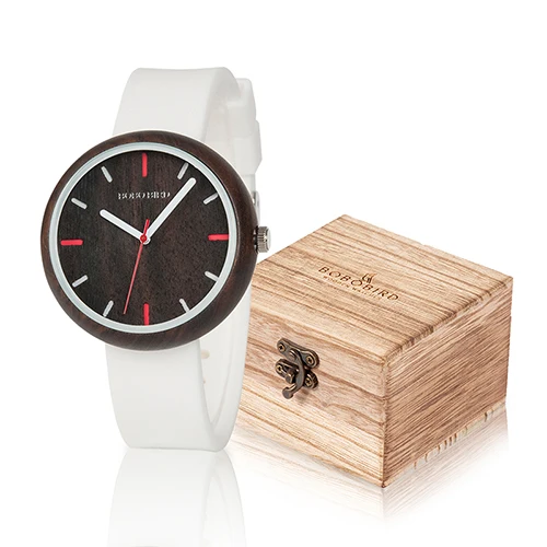 R28-2-7BOX Reloj Mujer BOBO BIRD модные женские часы с цветным силиконовым ремешком в подарочной коробке, принимаются на заказ - Цвет: R28-2-7BOX